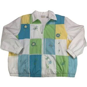 Alfred Dunner womens full zip jacket dragonfly flower lined jacket 14P